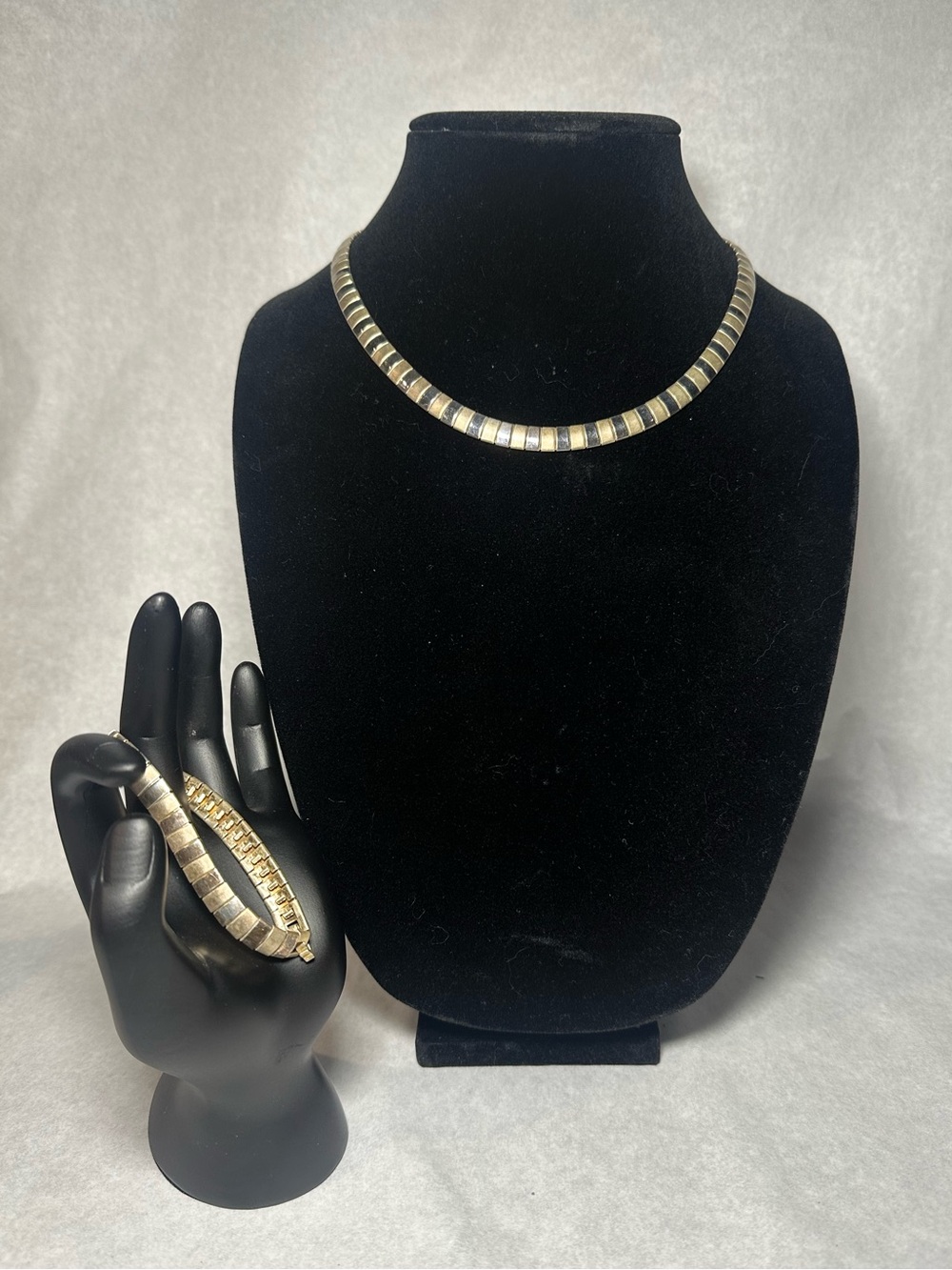 Vintage Gold-Tone and Silver-Tone Necklace and Bracelet Set